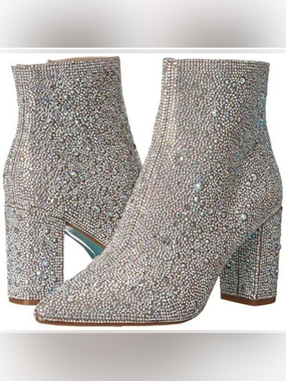 Betsey Johnson Silver Crystal Embellished Ankle Boots